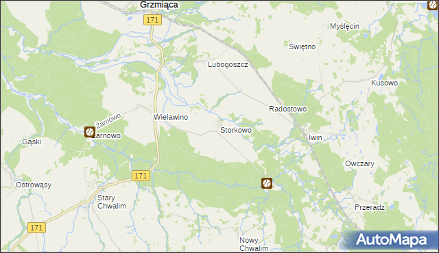 mapa Storkowo gmina Grzmiąca, Storkowo gmina Grzmiąca na mapie Targeo