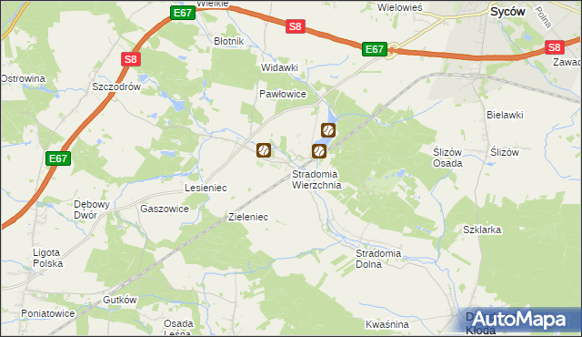 mapa Stradomia Wierzchnia, Stradomia Wierzchnia na mapie Targeo