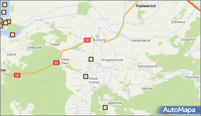 mapa Strogoborzyce, Strogoborzyce na mapie Targeo