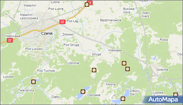 mapa Struga gmina Czersk, Struga gmina Czersk na mapie Targeo