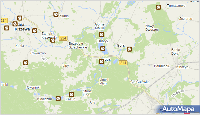 mapa Struga gmina Stara Kiszewa, Struga gmina Stara Kiszewa na mapie Targeo