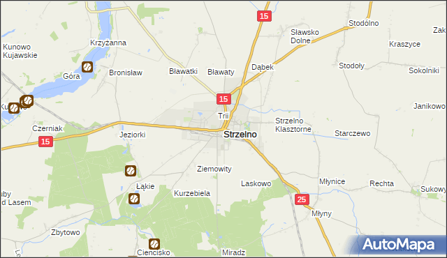 mapa Strzelno powiat mogileński, Strzelno powiat mogileński na mapie Targeo