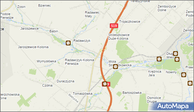 mapa Strzeszkowice Duże, Strzeszkowice Duże na mapie Targeo