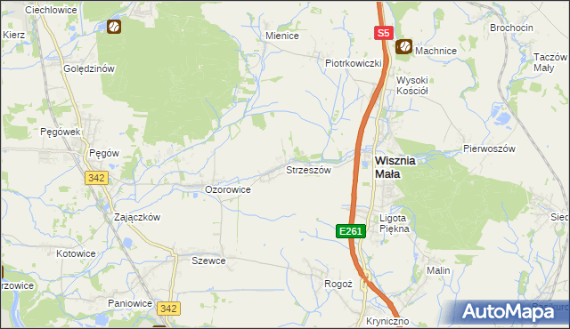 mapa Strzeszów gmina Wisznia Mała, Strzeszów gmina Wisznia Mała na mapie Targeo