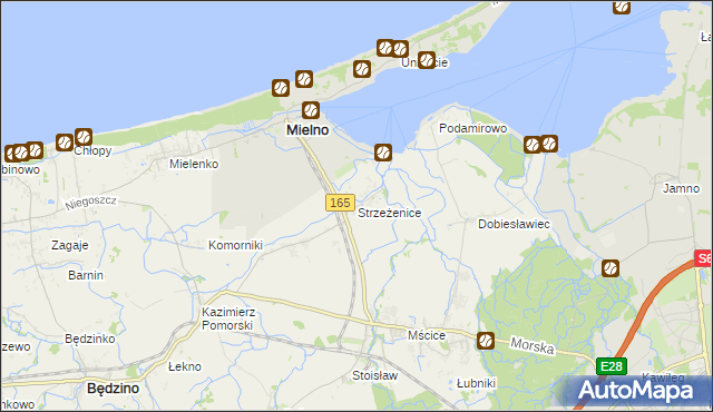 mapa Strzeżenice, Strzeżenice na mapie Targeo