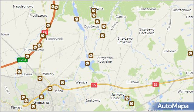 mapa Strzyżewo Kościelne, Strzyżewo Kościelne na mapie Targeo