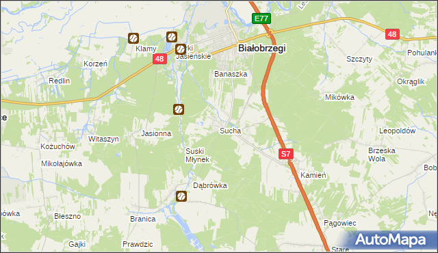 mapa Sucha gmina Białobrzegi, Sucha gmina Białobrzegi na mapie Targeo