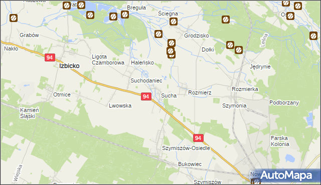 mapa Sucha gmina Strzelce Opolskie, Sucha gmina Strzelce Opolskie na mapie Targeo