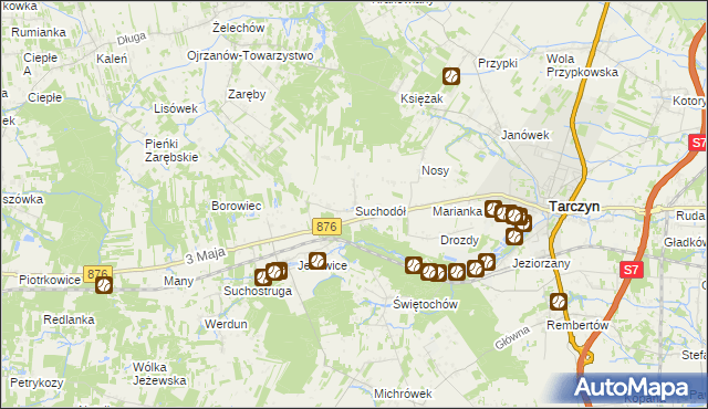 mapa Suchodół gmina Tarczyn, Suchodół gmina Tarczyn na mapie Targeo