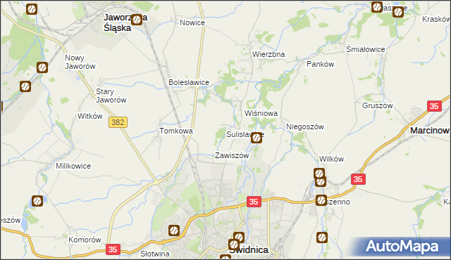 mapa Sulisławice gmina Świdnica, Sulisławice gmina Świdnica na mapie Targeo