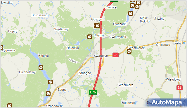 mapa Swarożyn, Swarożyn na mapie Targeo