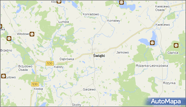 mapa Świątki powiat olsztyński, Świątki powiat olsztyński na mapie Targeo