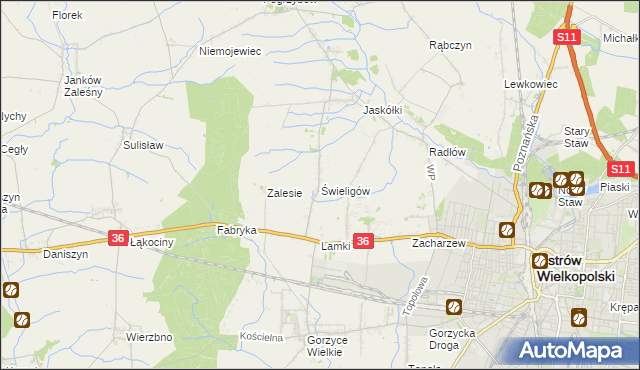 mapa Świeligów, Świeligów na mapie Targeo