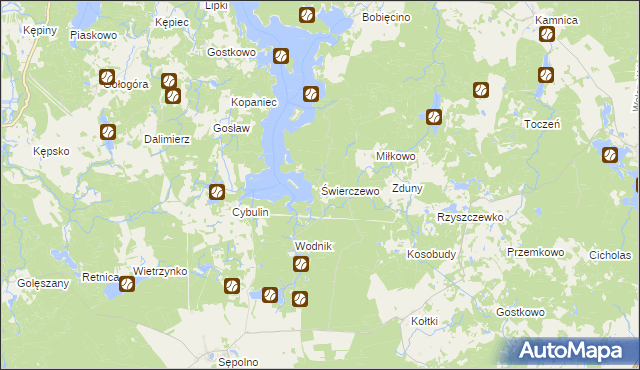 mapa Świerczewo gmina Biały Bór, Świerczewo gmina Biały Bór na mapie Targeo