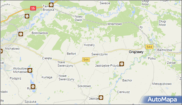 mapa Świerczynki gmina Bartniczka, Świerczynki gmina Bartniczka na mapie Targeo