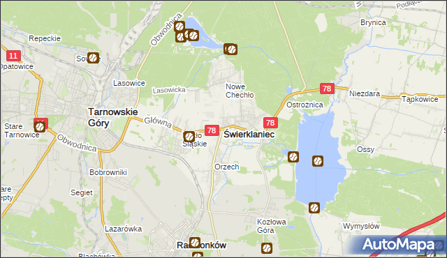 mapa Świerklaniec, Świerklaniec na mapie Targeo