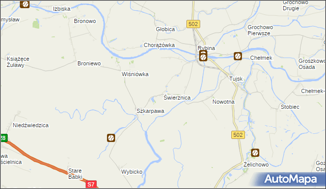 mapa Świerznica gmina Stegna, Świerznica gmina Stegna na mapie Targeo