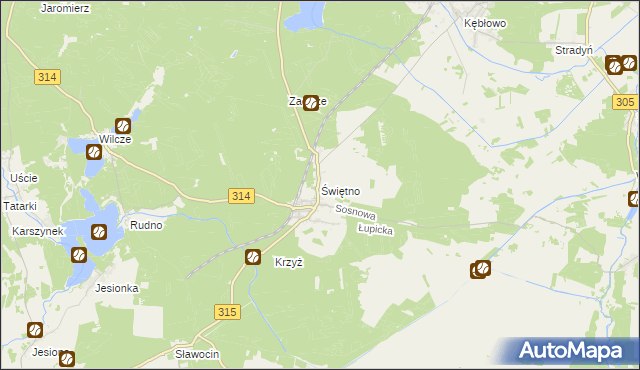 mapa Świętno gmina Wolsztyn, Świętno gmina Wolsztyn na mapie Targeo