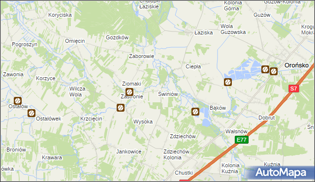 mapa Świniów, Świniów na mapie Targeo