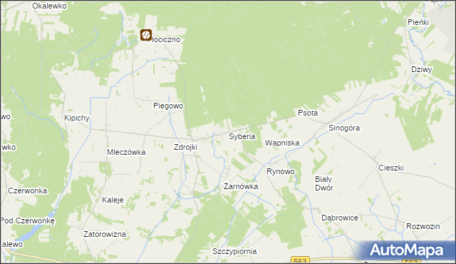 mapa Syberia gmina Lubowidz, Syberia gmina Lubowidz na mapie Targeo
