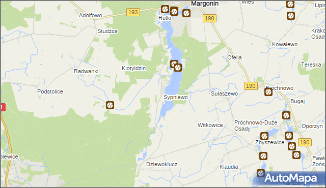 mapa Sypniewo gmina Margonin, Sypniewo gmina Margonin na mapie Targeo