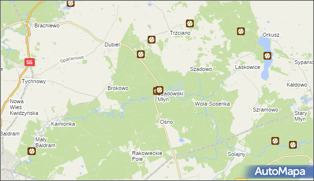 mapa Szadowski Młyn, Szadowski Młyn na mapie Targeo