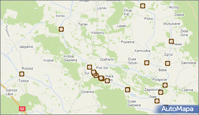 mapa Szafranki gmina Łyse, Szafranki gmina Łyse na mapie Targeo