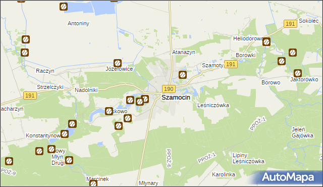 mapa Szamocin powiat chodzieski, Szamocin powiat chodzieski na mapie Targeo