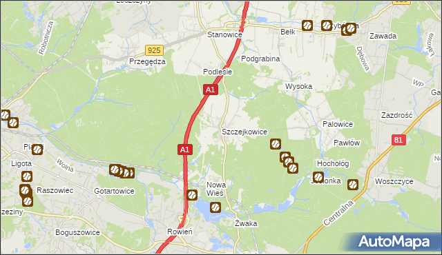 mapa Szczejkowice, Szczejkowice na mapie Targeo