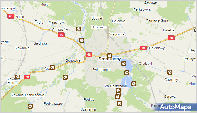 mapa Szczekociny, Szczekociny na mapie Targeo