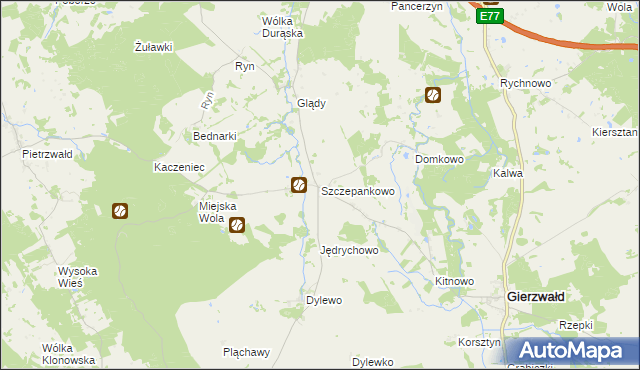 mapa Szczepankowo gmina Grunwald, Szczepankowo gmina Grunwald na mapie Targeo