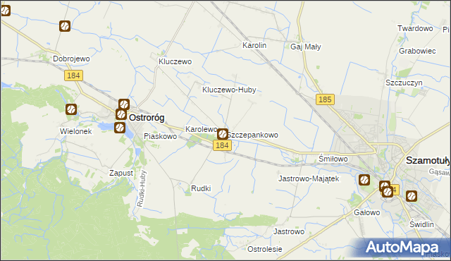 mapa Szczepankowo gmina Ostroróg, Szczepankowo gmina Ostroróg na mapie Targeo