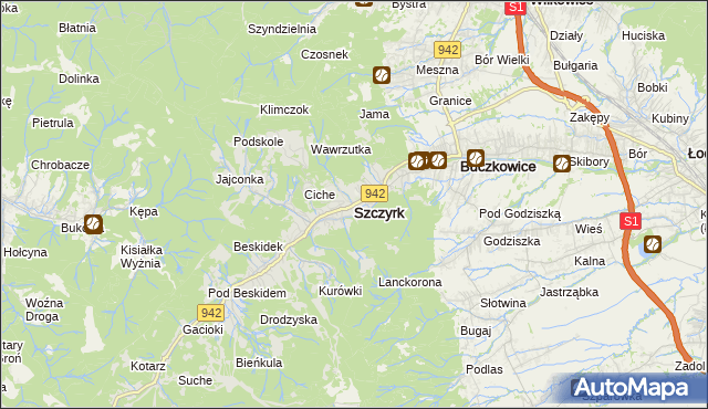 mapa Szczyrk, Szczyrk na mapie Targeo