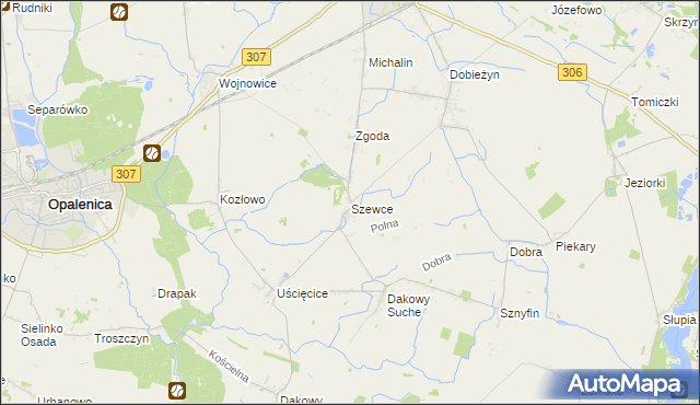 mapa Szewce gmina Buk, Szewce gmina Buk na mapie Targeo