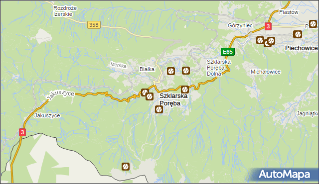 mapa Szklarska Poręba, Szklarska Poręba na mapie Targeo