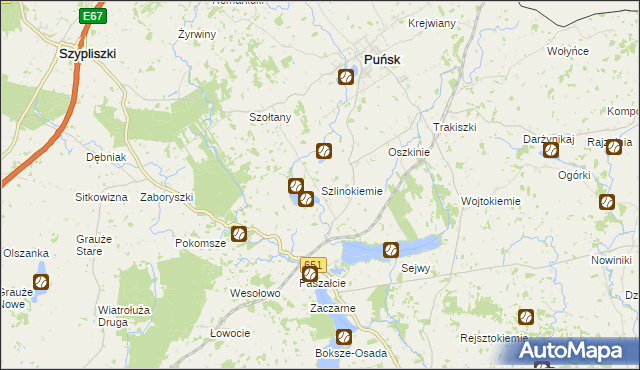 mapa Szlinokiemie, Szlinokiemie na mapie Targeo