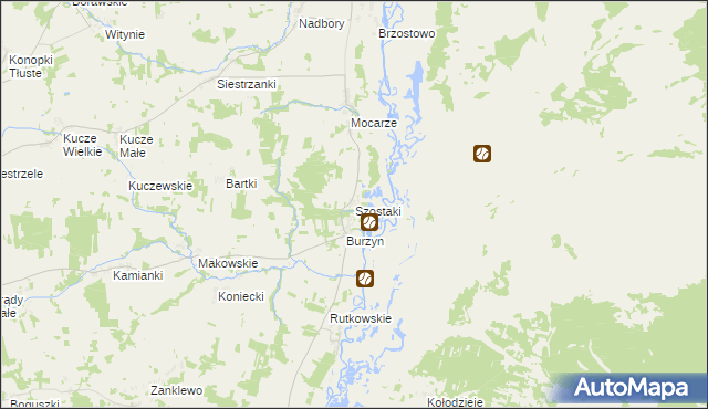 mapa Szostaki gmina Jedwabne, Szostaki gmina Jedwabne na mapie Targeo