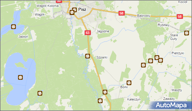 mapa Szparki, Szparki na mapie Targeo