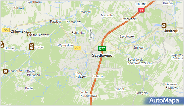 mapa Szydłowiec, Szydłowiec na mapie Targeo