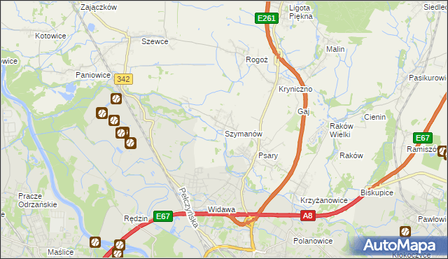 mapa Szymanów gmina Wisznia Mała, Szymanów gmina Wisznia Mała na mapie Targeo