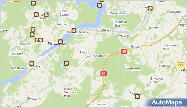 mapa Szymbark gmina Stężyca, Szymbark gmina Stężyca na mapie Targeo