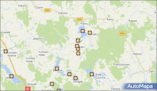 mapa Talki gmina Wydminy, Talki gmina Wydminy na mapie Targeo