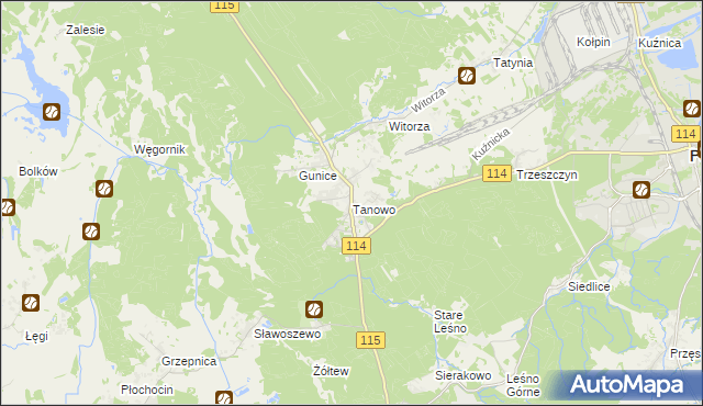 mapa Tanowo, Tanowo na mapie Targeo