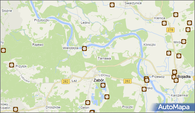 mapa Tarnawa gmina Zabór, Tarnawa gmina Zabór na mapie Targeo