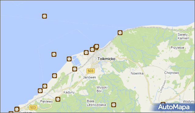 mapa Tolkmicko, Tolkmicko na mapie Targeo