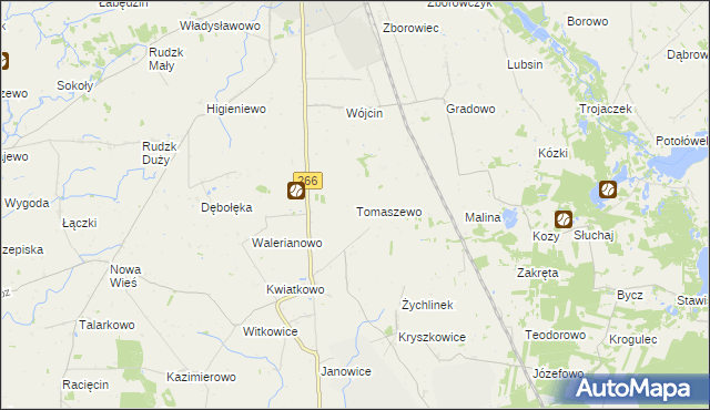 mapa Tomaszewo gmina Wierzbinek, Tomaszewo gmina Wierzbinek na mapie Targeo