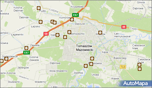 mapa Tomaszów Mazowiecki, Tomaszów Mazowiecki na mapie Targeo