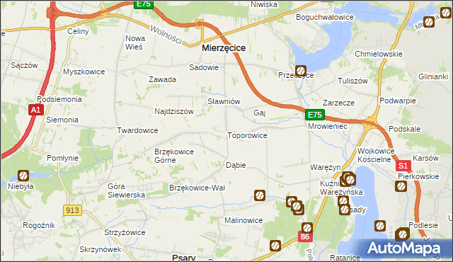 mapa Toporowice, Toporowice na mapie Targeo