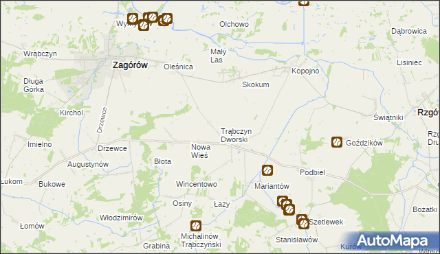 mapa Trąbczyn Dworski, Trąbczyn Dworski na mapie Targeo