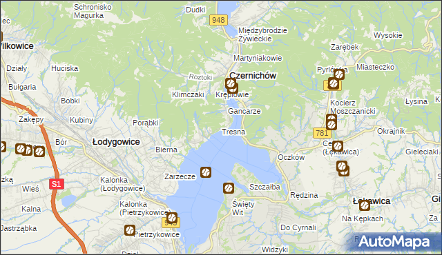 mapa Tresna, Tresna na mapie Targeo